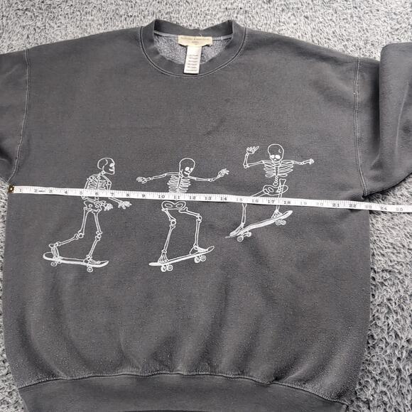 Project Social T Urban Outfitters Sweatshirt Women Medium Gray Skeleton Skaters - Picture 3 of 6
